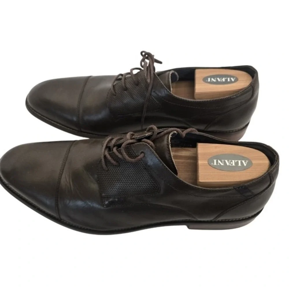 Steve Madden Derium Mens Size 13 M‎ Brown Leather Lace Up Shoes Wood Sole Oxford